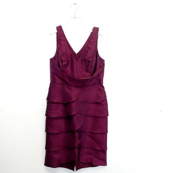 CHETTA B NEW YORK Purple Sheath Midi Dress 6 SMALL‎ Scale Layered Sleeveless - Picture 1 of 10